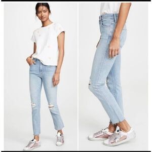 Mother The Rascal Ankle Snippet Distressed Jeans Size 29